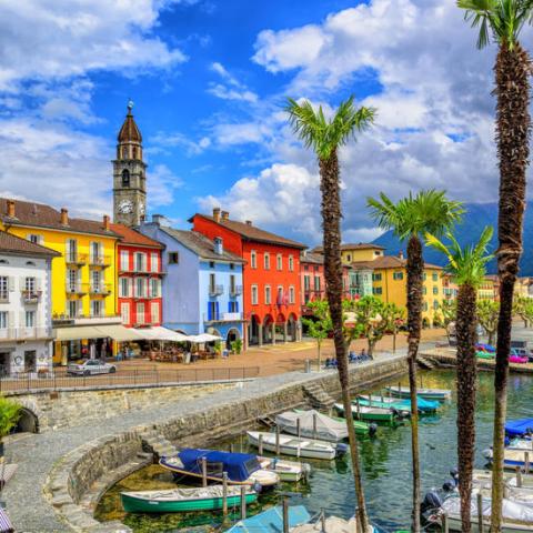 a small boat in a harbor