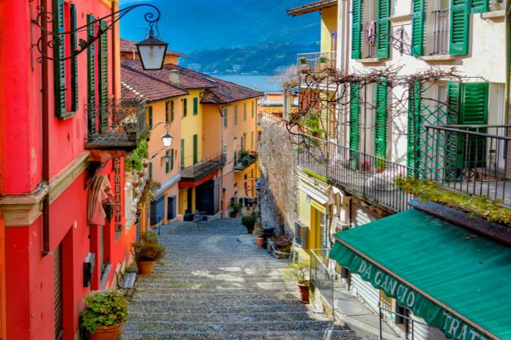 a building with a green umbrella